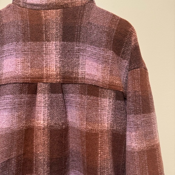 NWT! Lucky Brand Rust and Pink Plaid Brushed Fleece Shacket, Size XL - Picture 11 of 15